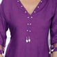 Miravan Women's Purple Solid Rayon Straight Co-Ord Set - Swadesiicart