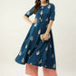 FIORRA Women's Blue Poly Crepe Flared Kurta - Swadesiicart