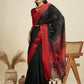 Vishnu Weaves Women's Black Raw Silk Thread Woven Saree with Blouse - Swadesiicart