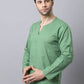 Even Apparels Green Pure Cotton Round Neck Slit Men's Kurta | Swadesiicart