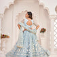 Aastha Fashion Light Sky Butterfly Net White Cotton Thread Work, Zari Work And Sandwich Sequence Work Embroidery Wedding Wear Lehenga Choli