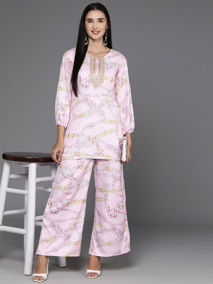Ahalyaa Women's Traditional Wear Co-ods - Pink - Swadesiicart