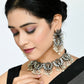 Mominos Fashion Johar Kamal Oxidised Silver-Plated Ganesha Design Necklace Choker Set for Women | Swadesiicart