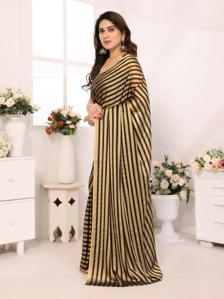 Designer Partywear Black & Silver Georgette Fancy Saree - Satrangi | Swadesiicart