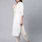 Ahalyaa Women Offwhite Pure Cotton Printed Kurta With Trousers | Swadesiicart