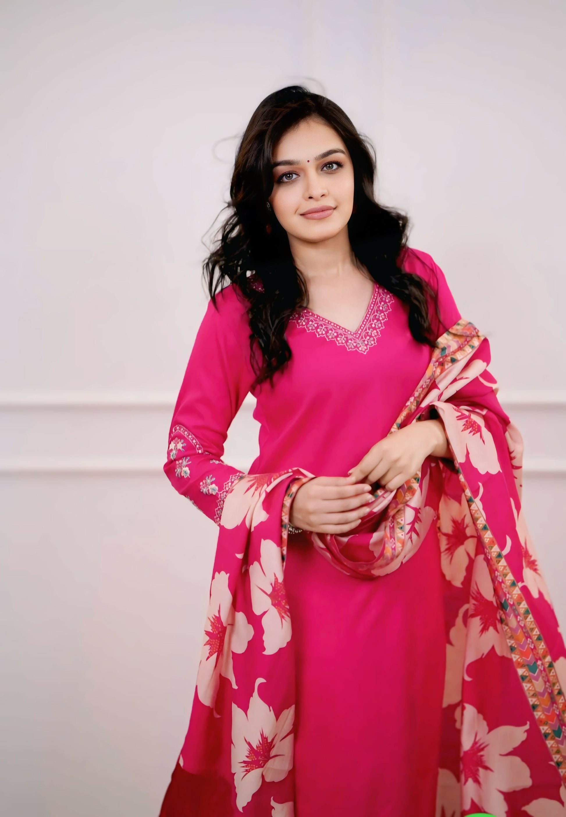 The52 Pink Women's Beautiful Viscose Silk Fabric Embroidered Work Straight Kurta Pant and Dupatta Set - Swadesiicart