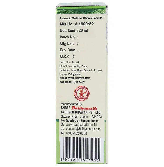 Baidyanath Jhansi Anu Taila Ayurvedic Nasal Drops - Swadesiicart