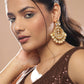 Gold-Toned White Kundan Contemporary Gold-Polished Chandbalis Earrings - Ruby Raang - Ruby Raang Studio