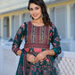 Partywear Designer Green Dola Silk Anarkali suit with Dupatta - Suzen - Swadesiicart