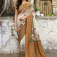 Joban Fashion Olive Green And Ivory Pure Crepe Pure Handloom Banarasi Silk Saree | Swadesiicart