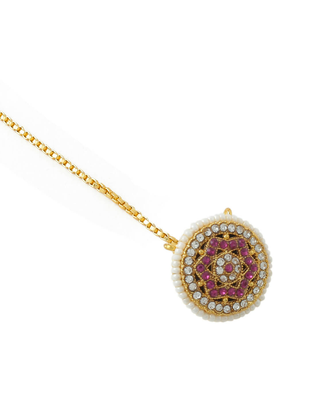 NVR Women's Trending Stylish Gold-Polished Maang Tikka | Swadesiicart