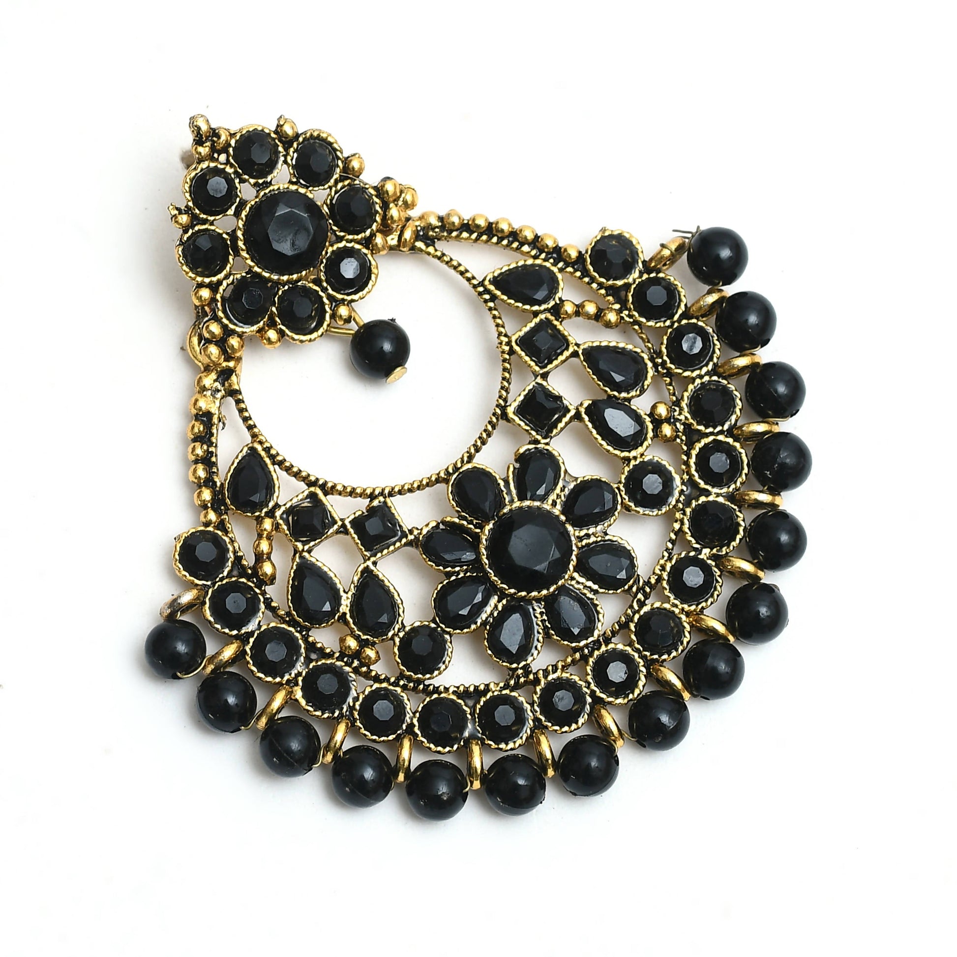 Mominos Fashion Johar Kamal Golden And Black Beaded Earrings | Swadesiicart