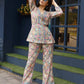 Pink Rayon Paisley & Floral Printed Top with Matching Bottom - Eesha - Swadesiicart