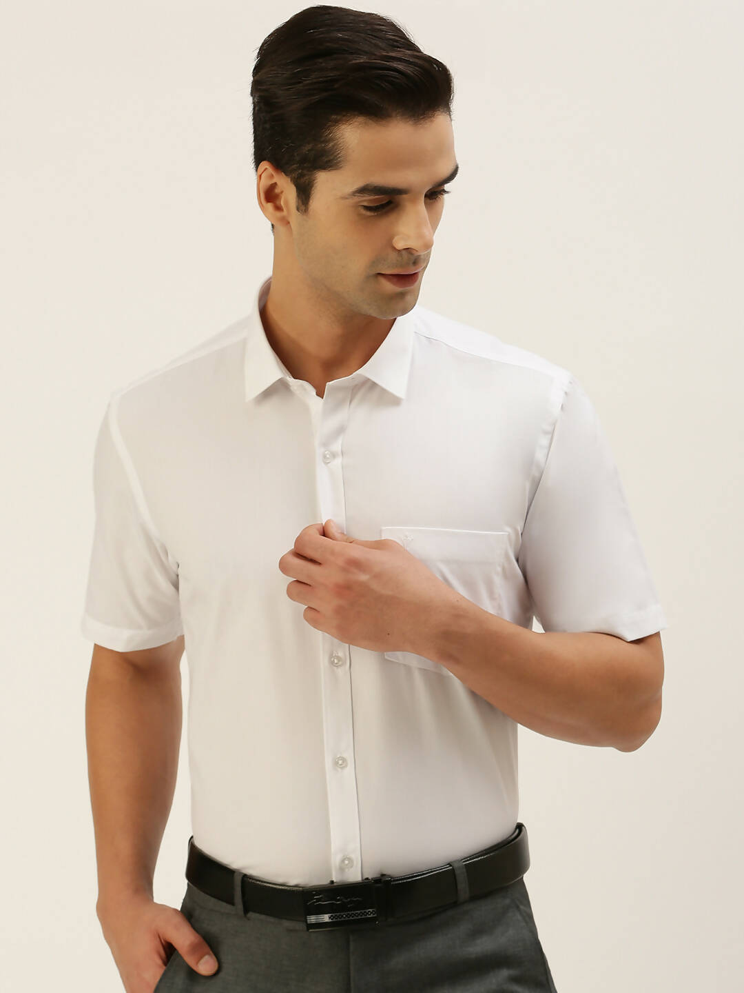 Ramraj Cotton Mens Half Sleeve White Shirt Plus Size - Minister Cotton | Swadesiicart