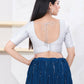 Joban Fashion Silver Tissue Elbow Sleeveless Back Open Blouse - Swadesiicart