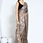 Brown Satin Silk Sequence Embroidered with Stone work Saree - Nimaya Benzy