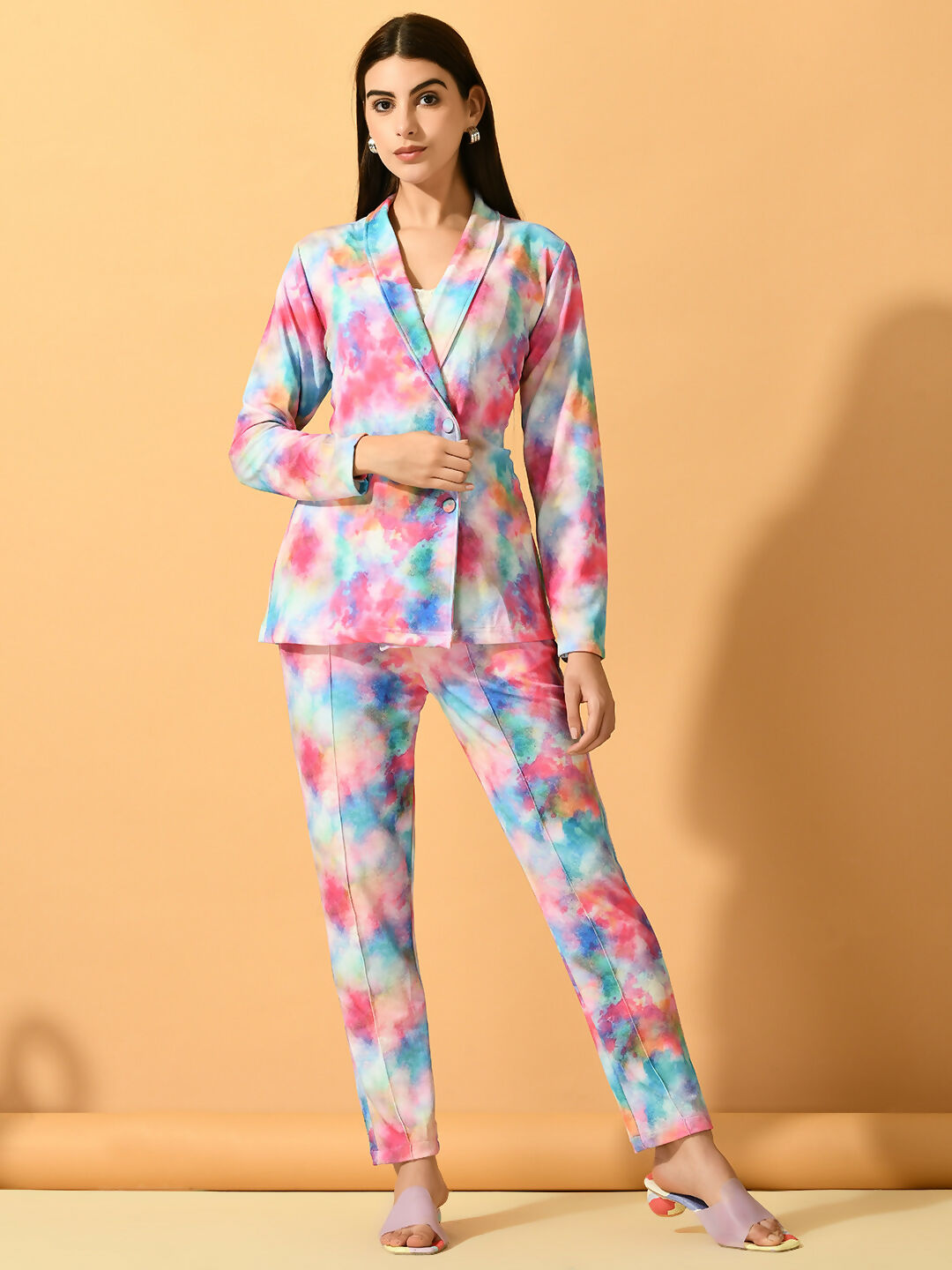 Myshka Women's Multi Printed Coat With Trousers - Swadesiicart