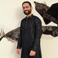 Black Mirror Work Kurta by Hilo Design