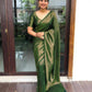 DEIANA'S Beautiful Designer Golden zari Soft Lichi Silk Saree - Green - Swadesiicart