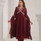 Ethnic Festive Wear Vichitra Silk Wine Stitched Suit With Dupatta - Tanisha | Swadesiicart