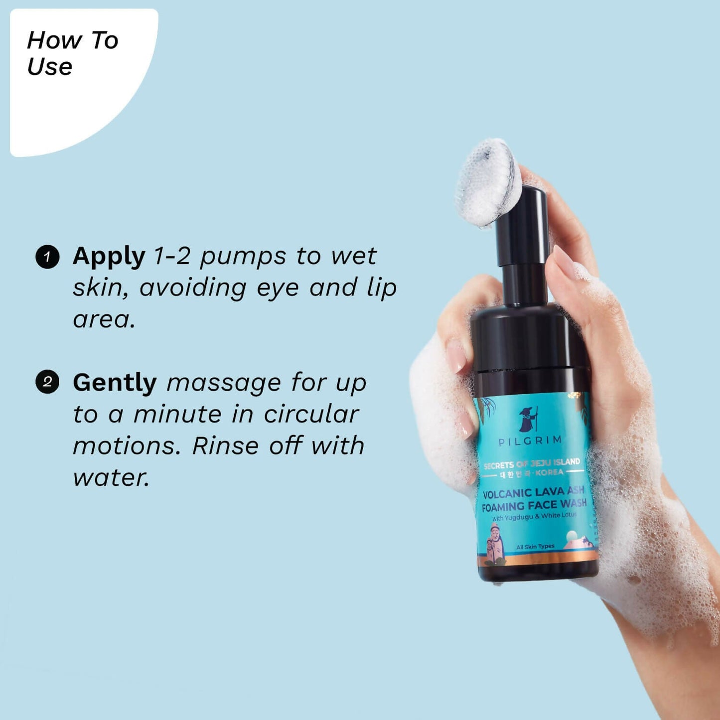 Pilgrim Volcanic Lava Ash Foaming Face Wash with Brush - Swadesiicart