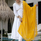 The52 White Women's Gorgeous Embroidered Chanderi Fabric Straight Kurta, Pant and Dupatta Set - Swadesiicart
