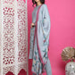 Jyoti Fashion Women's Grey Muslin Floral Print with Jari & Crystal work Kurta with Trouser & Dupatta | Swadesiicart