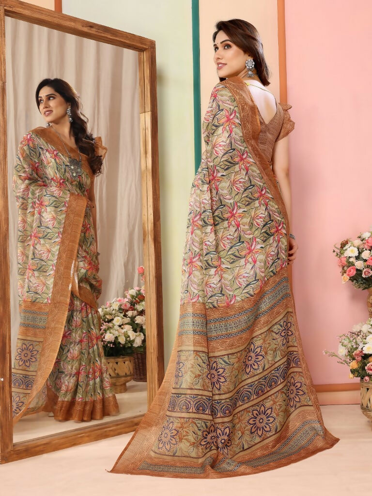 Partywear Designer Coffee Kota Doriya Fancy Saree - Dyuti | Swadesiicart