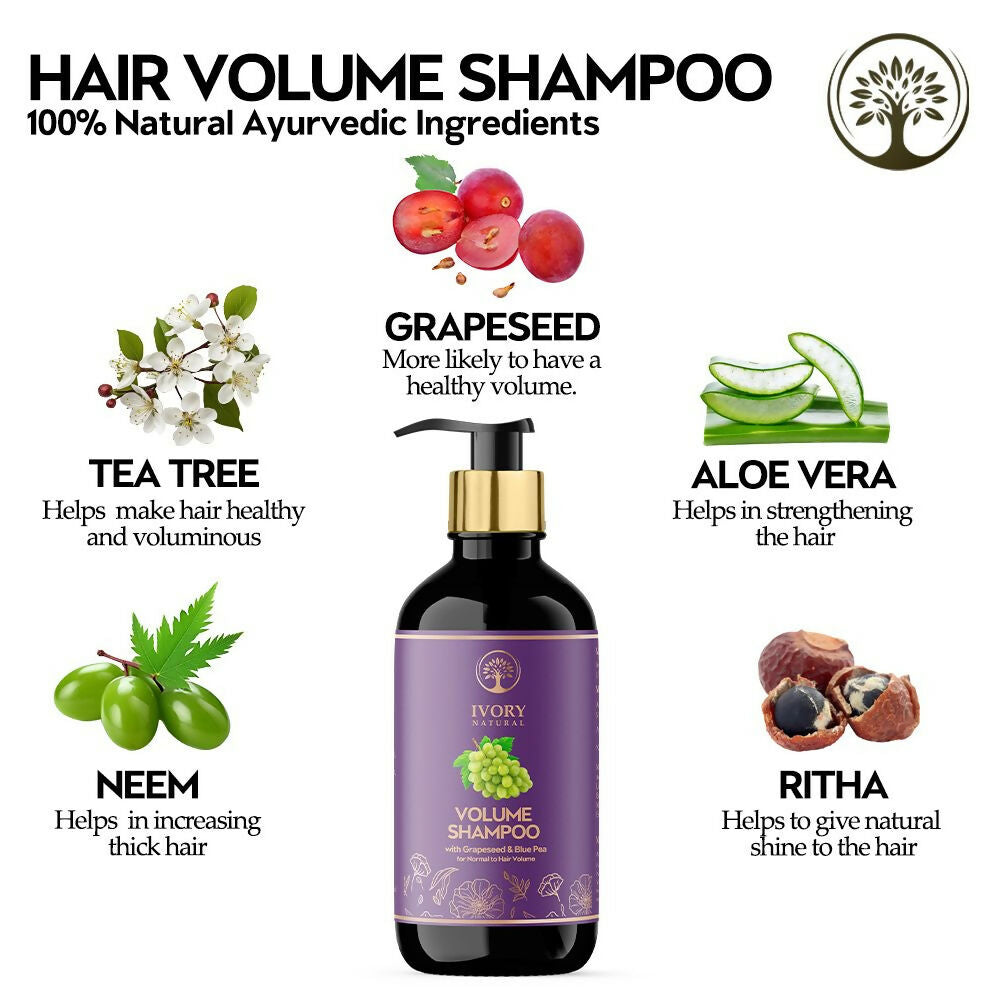 Ivory Natural Hair Volume Shampoo For Thicker And Voluminous Hair | Swadesiicart