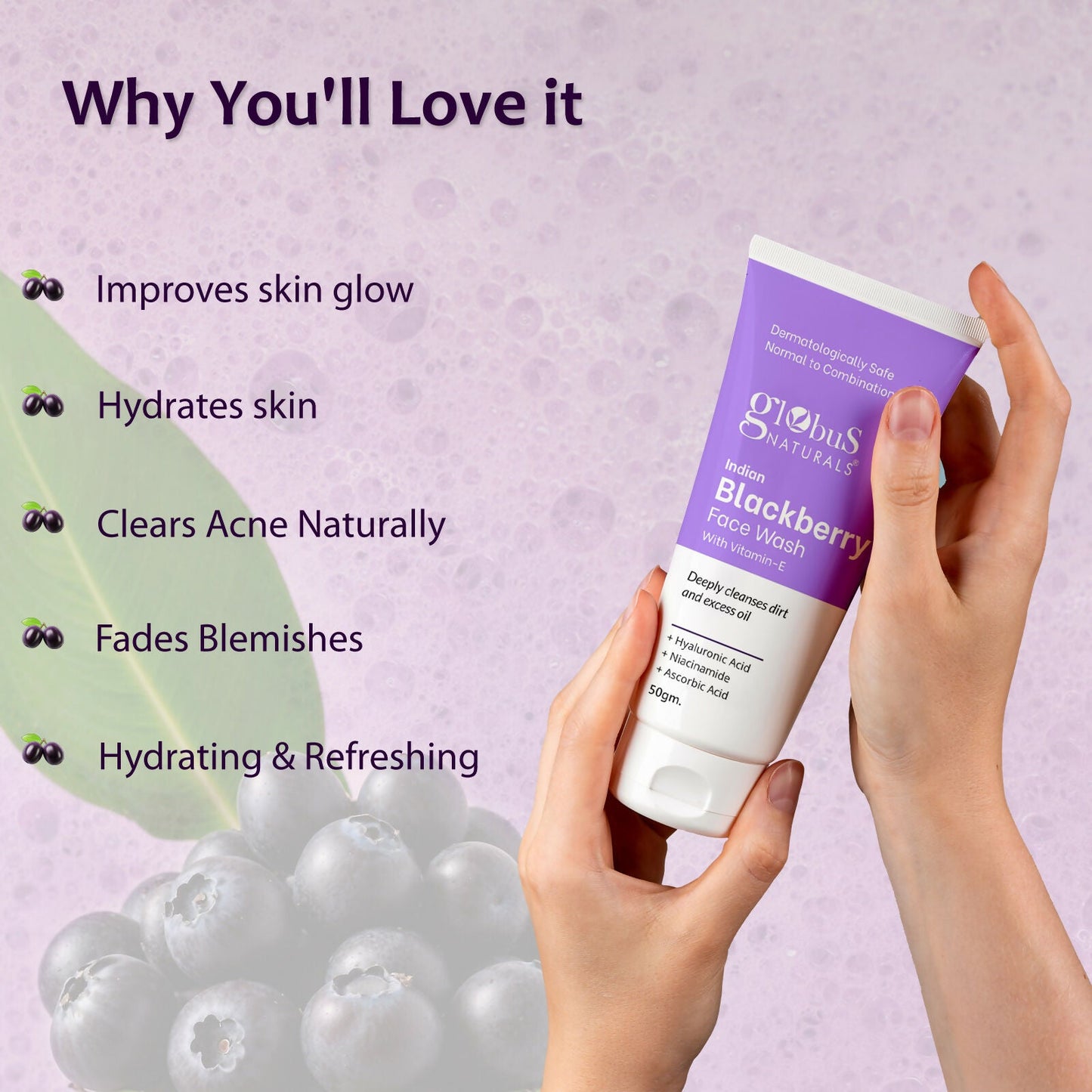 Globus Naturals Indian Blackberry Face Wash with Vitamin E | Swadesiicart
