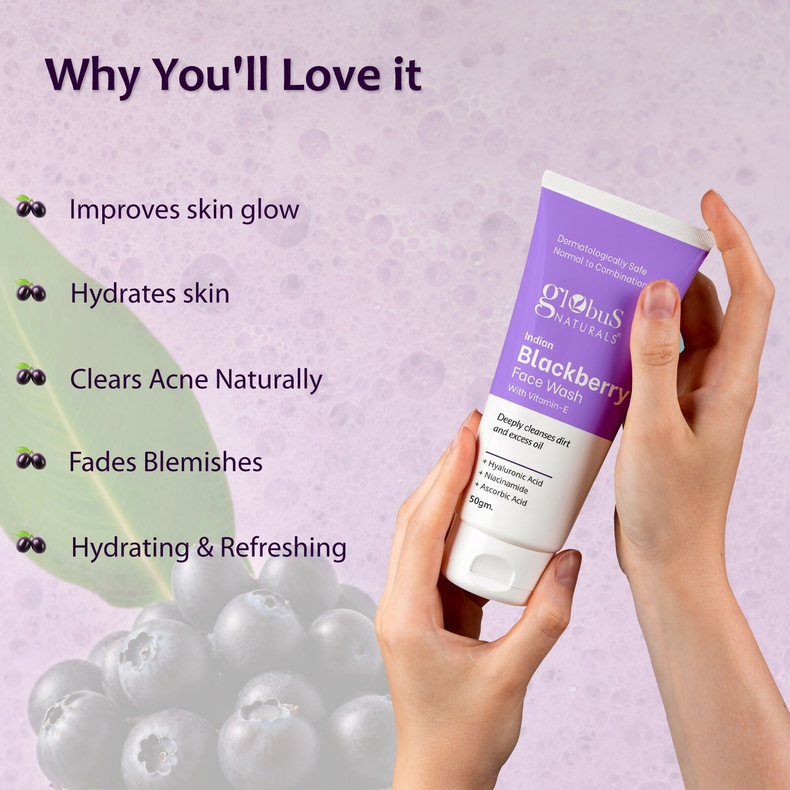 Globus Naturals Indian Blackberry Face Wash with Vitamin E | Swadesiicart