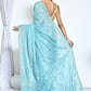 Blue Crepe Silk Sequence Embroidered with Stone work Saree - Nimaya Benzy