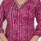 Miravan Womens Magenta Bandhej Printed Rayon Kurti - Swadesiicart