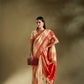 Joban Fashion Cream & Pink Plain With Weaving Border Banarasi Silk Sarees | Swadesiicart