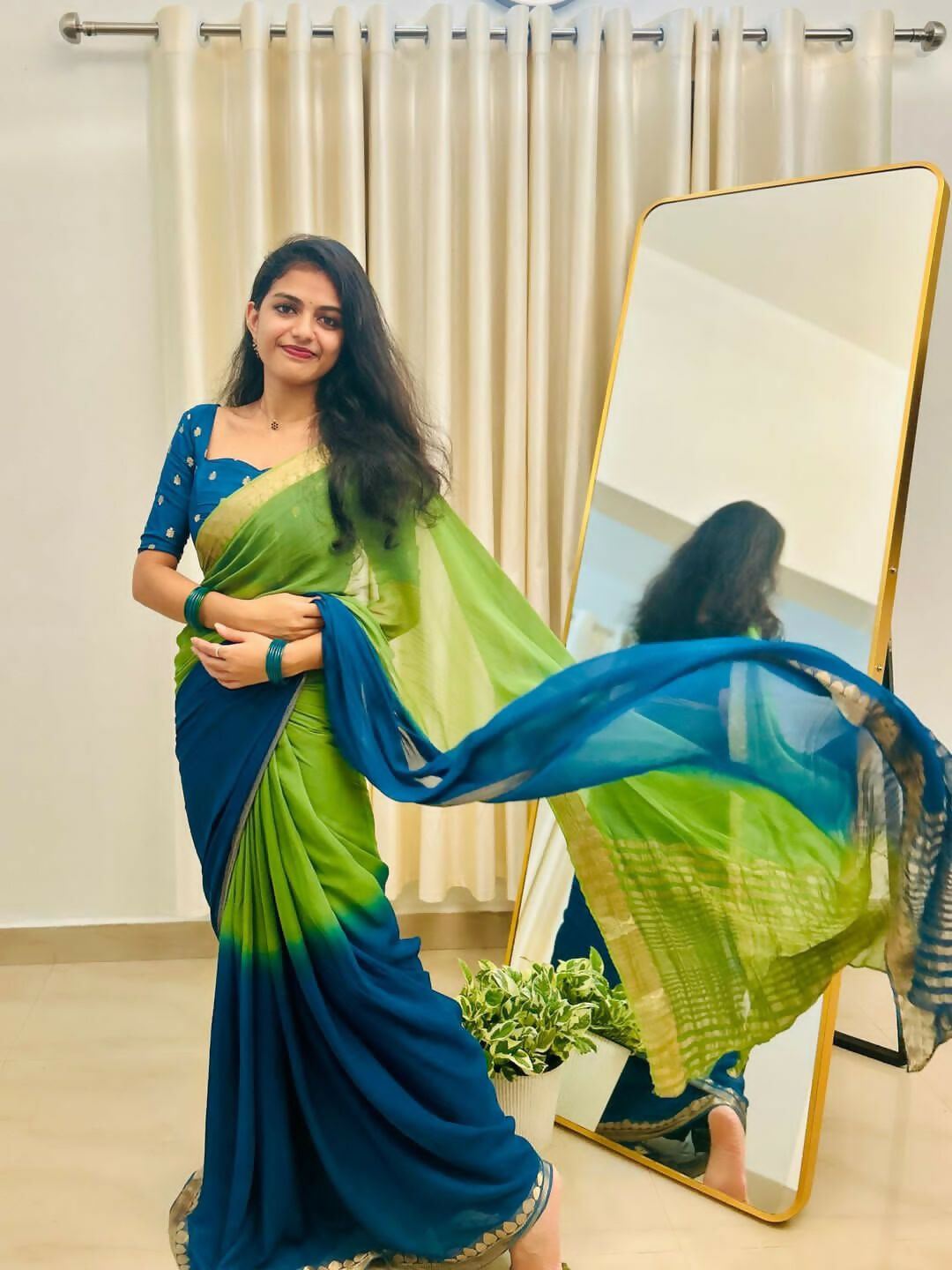 Exclusive Collection Green Party Wear Georgette Saree - Swadesiicart