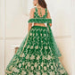 Aastha Fashion Parrot Green Butterfly Net White Cotton Thread Work And Sequence Work Embroidery Wedding Wear Lehenga Choli