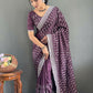 Vastranavya Purple Chinnon Silk Embroidery Multi Sequence & Arco Cut Work Ready to Wear Saree | Swadesiicart