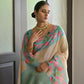 Vishnu Weaves Women's Firozi Banarasi Silk Saree with Blouse - Swadesiicart