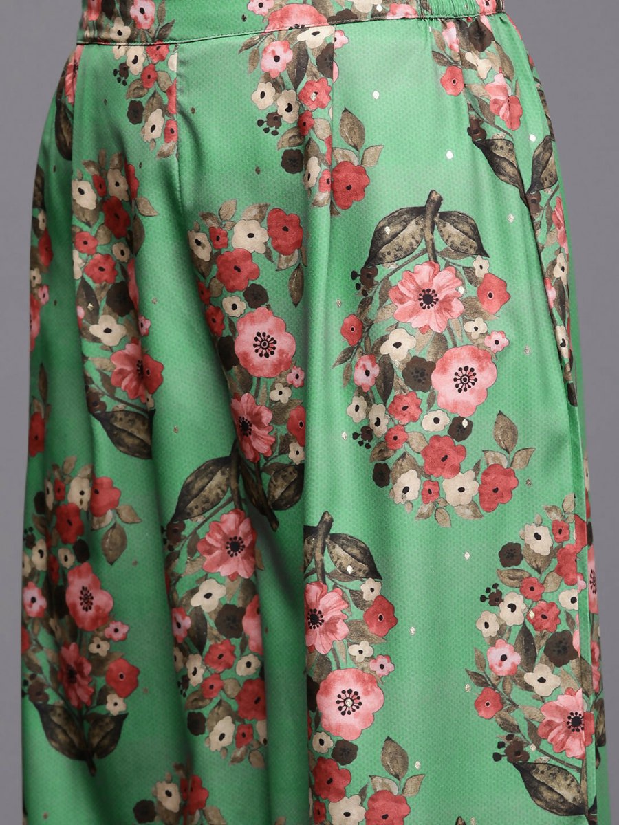 Ahalyaa Women's Traditional Wear Co-ods - Green - Swadesiicart