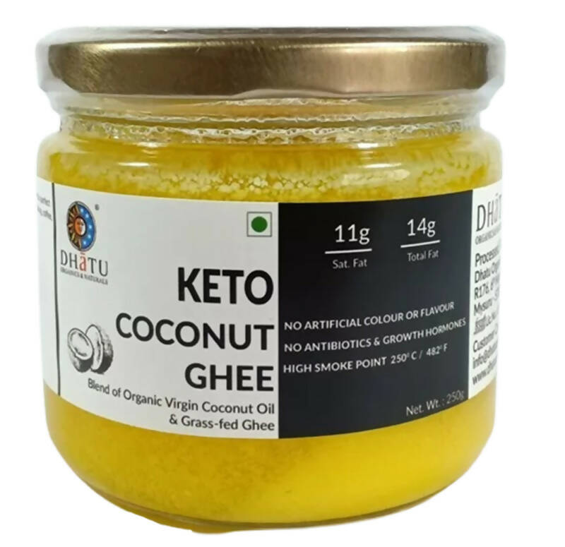 Dhatu Organics & Naturals Keto Coconut Ghee | Pure & Natural Coconut Ghee | Blend of coconut oil and clarified butter | Swadesiicart