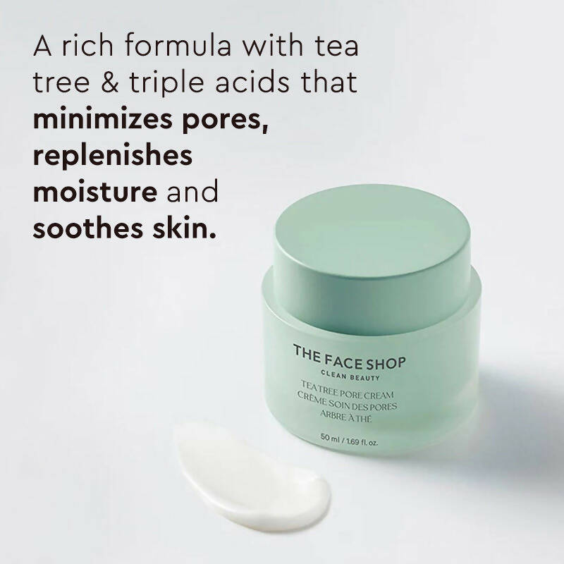 The Face Shop Tea Tree Pore Cream For Oily & Acne Prone Skin - Korean Skincare | Swadesiicart