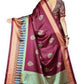 DEIANA'S Beautiful Designer Golden zari Soft Lichi Silk Saree - Wine - Swadesiicart