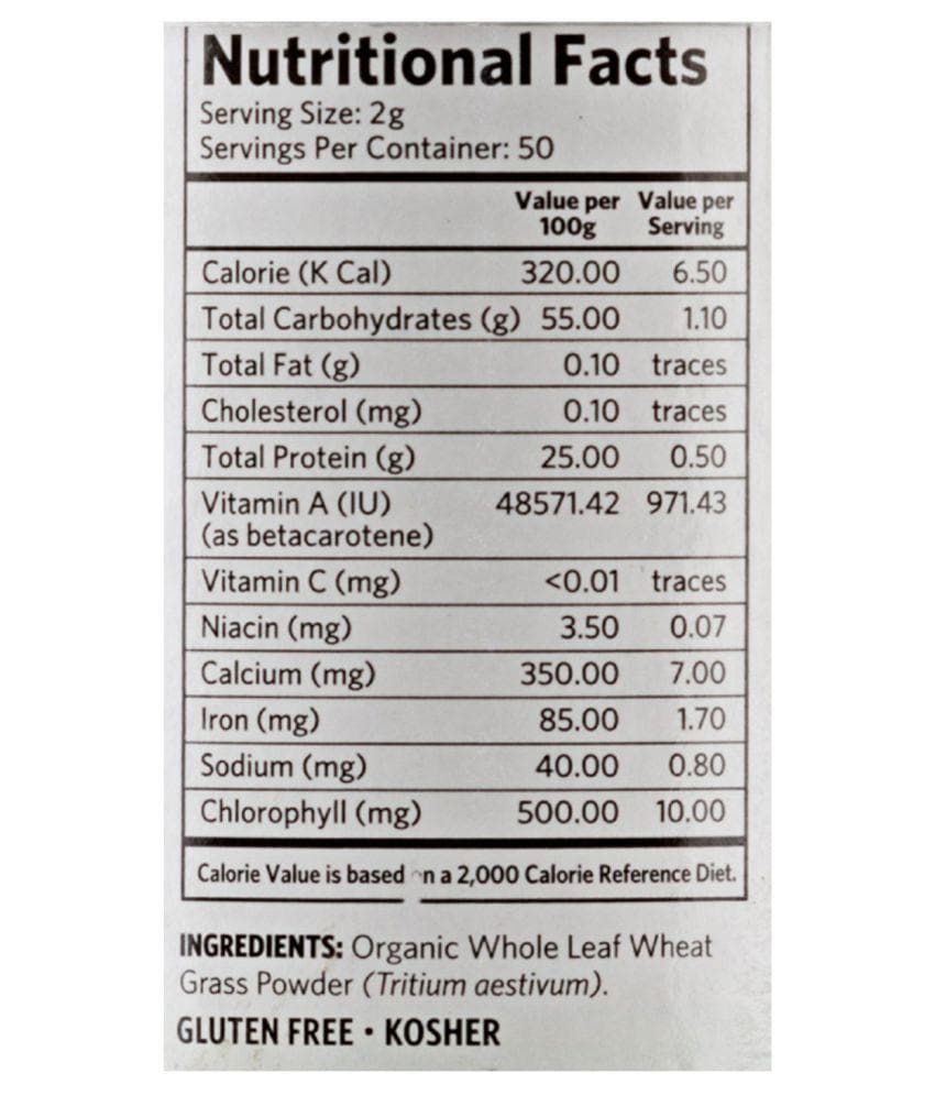 Organic India Wheat Grass Powder - 100 Gm - Swadesiicart