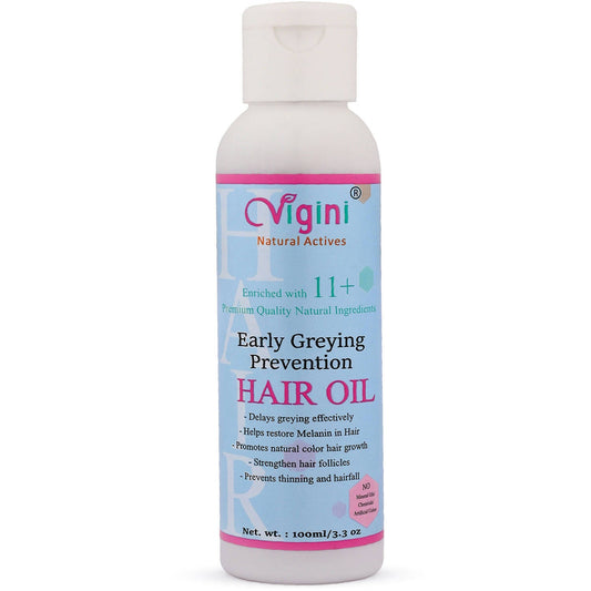 Vigini Early Anti Greying Hair Care Oil with Amla, Onion Seed Oil, Flaxseed Oil - Global Medicare Inc