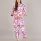 Jaitra Apparels White And Purple Printed Premium Pure Cotton Co-Ord Set For Women - Swadesiicart