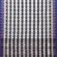 White and Black Pochampally Ikat Cotton Handloom Saree with Strips Design No Blouse - Global Threads | Swadesiicart