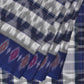White and Blue Pochampally Ikat Cotton Handloom Saree with Strips Design No Blouse - Global Threads | Swadesiicart