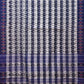White and Blue Pochampally Ikat Cotton Handloom Saree with Strips Design No Blouse - Global Threads | Swadesiicart