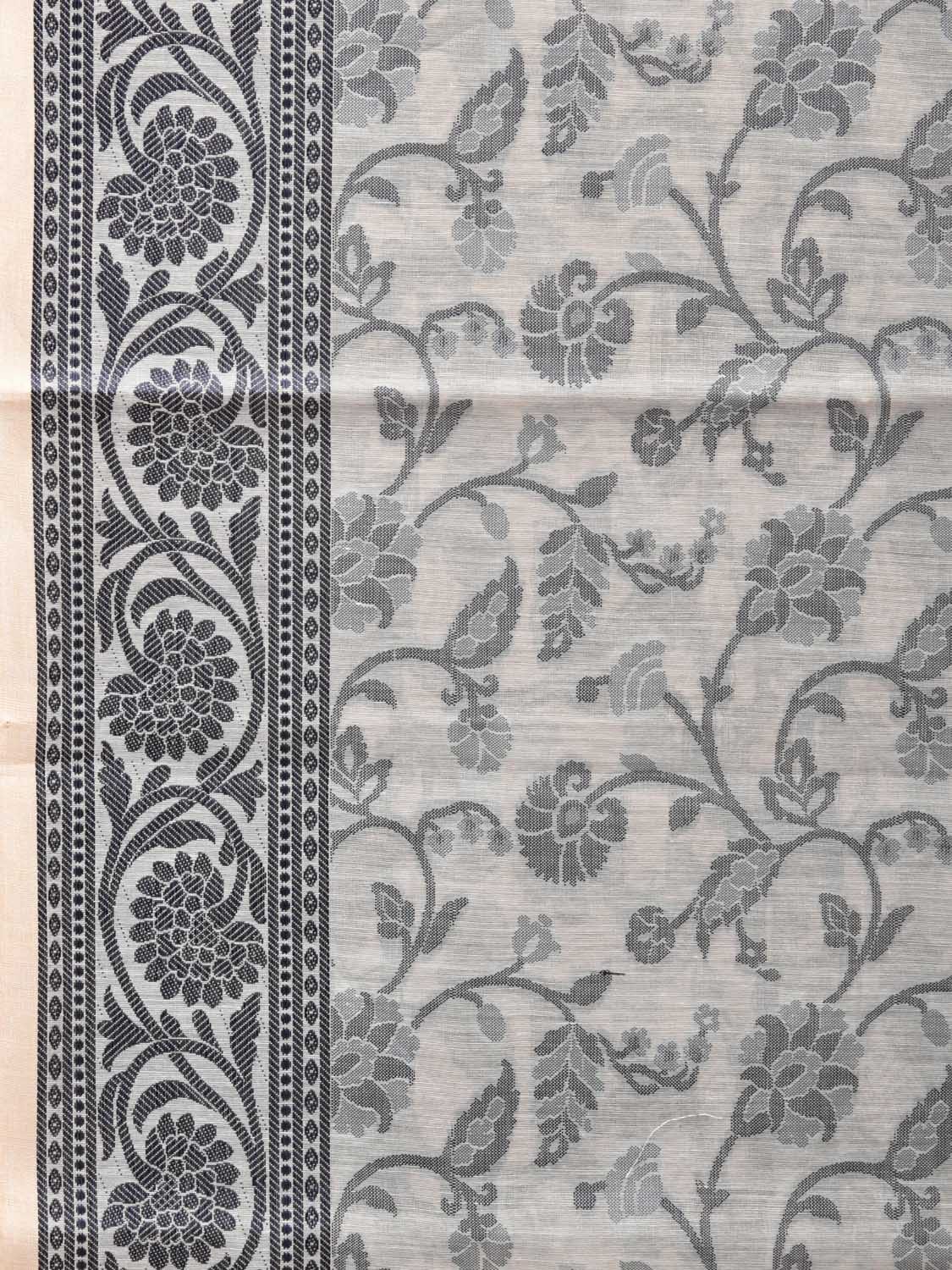 White Cut Work Sico Cotton Saree with All Over and Border Design - Global Threads | Swadesiicart