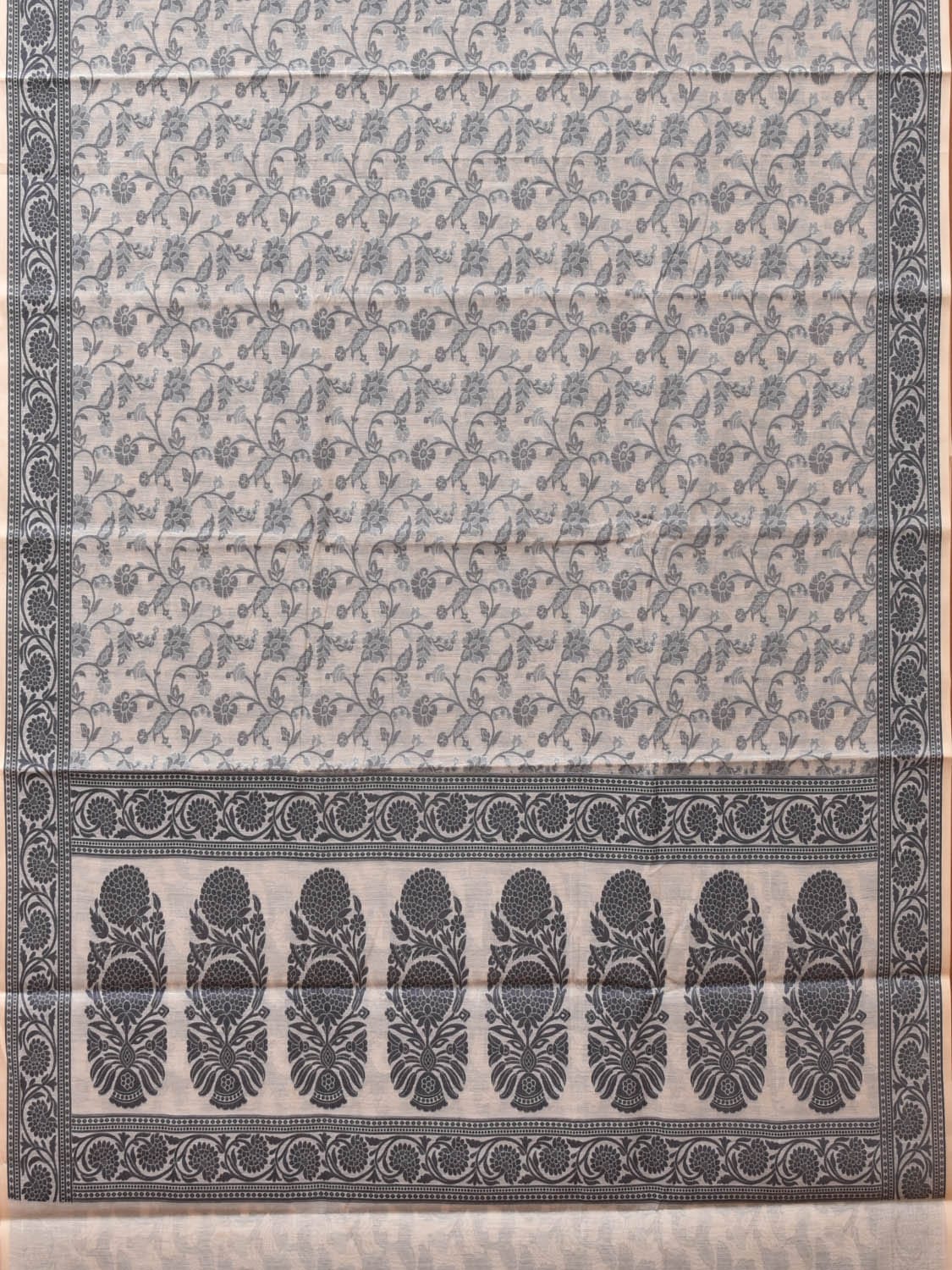 White Cut Work Sico Cotton Saree with All Over and Border Design - Global Threads | Swadesiicart